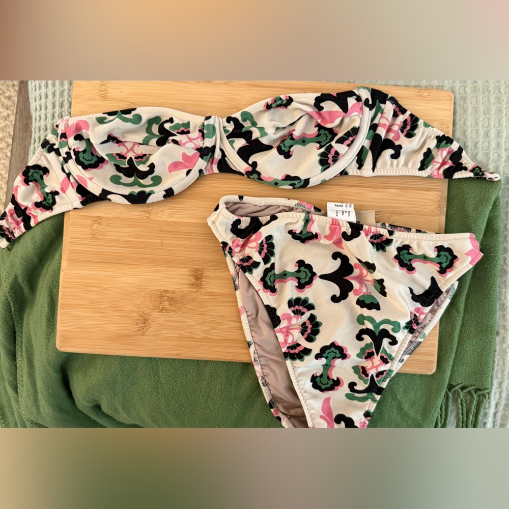 Adriana Degreas Pink and Green Floral Bikini Set